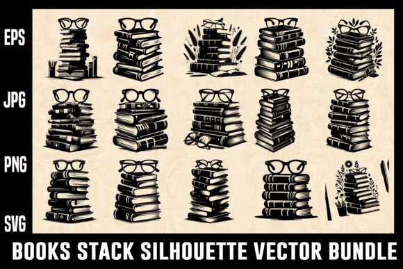 Books Stack Silhouette Vector Bundle Review