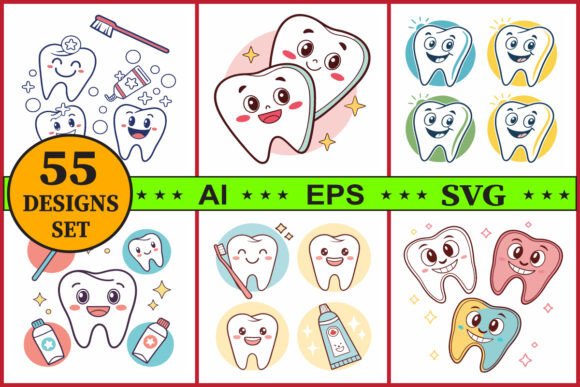 Cartoon Tooth Character Vector Bundle Review